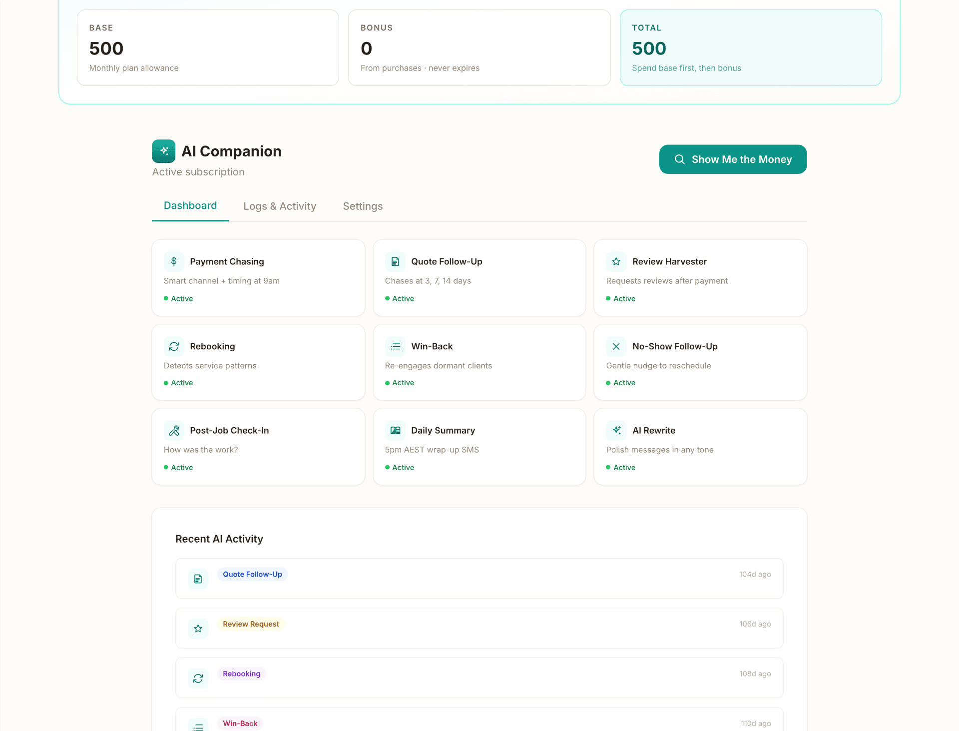 AI automations in the OneBookPlus web app