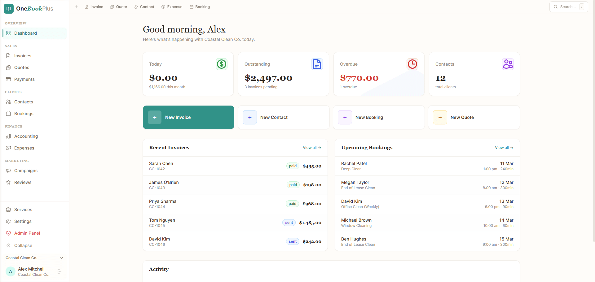 OneBookPlus Dashboard